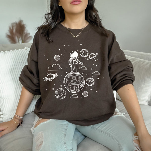 Space Sweatshirt, Cute Space Astronaut Planets-Galaxy Sweater, Space Theme Birthday, Space Theme Gift Sweater, Out Of Space, F976 - US Custom Shirt