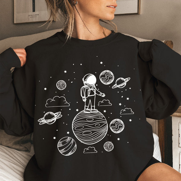 Space Sweatshirt, Cute Space Astronaut Planets-Galaxy Sweater, Space Theme Birthday, Space Theme Gift Sweater, Out Of Space, F976 - US Custom Shirt